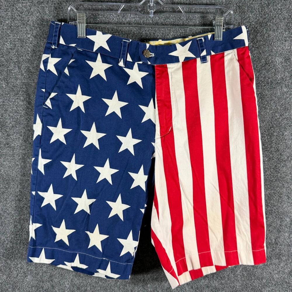 Loudmouth Golf USA American Flag Stars Stripes Shorts Men's 34 Stretch Patriot